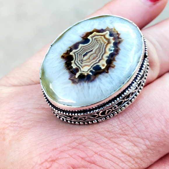 New Oversized Solar Agate 925 Silver Statement Ring. - Picture 10 of 15